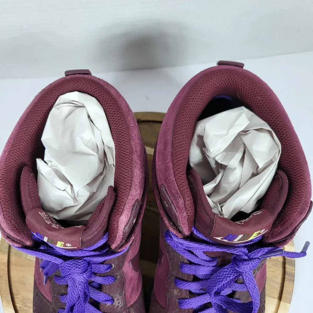 Nike Mens Dunk High Premium Red Oxide Purple Safari Vintage 2008 Suede Size 10.5